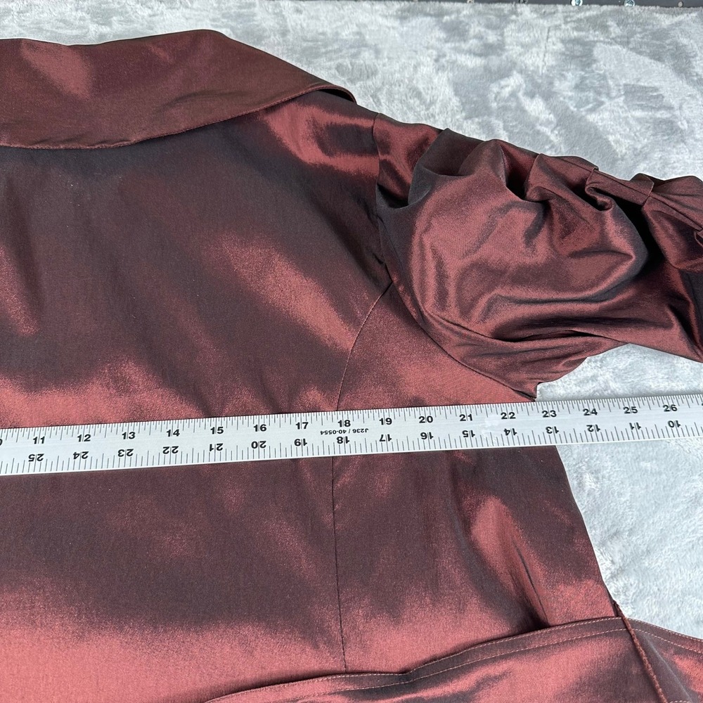 Samuel Dong Bubble Hem Trench Coat Women XL Burgundy Iridescent Avant Garde - Picture 7 of 8